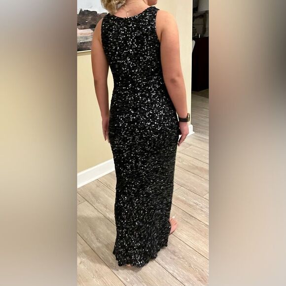 Scala Silk Black Sequin Beaded Gown Prom Formal Size Small (Can Fit Medium) - Picture 6 of 10